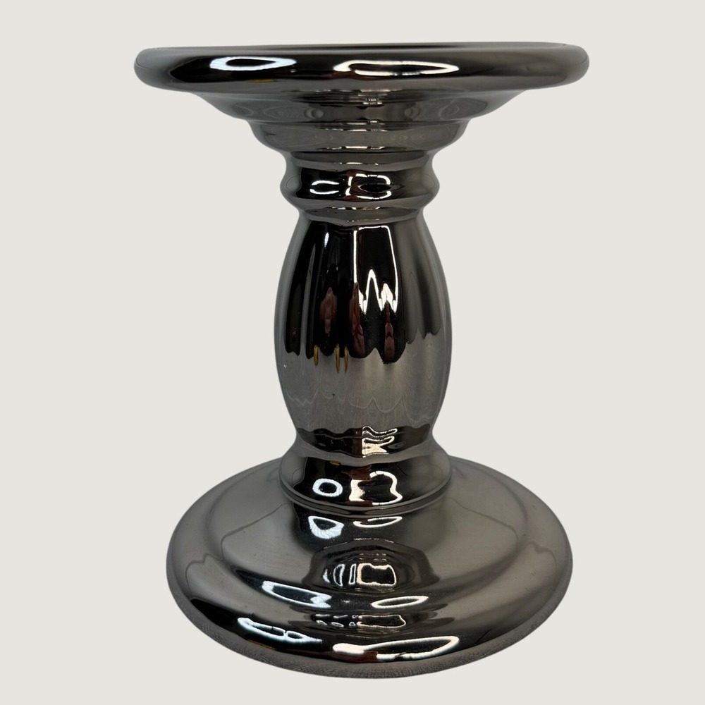 Bath and Body Works Metallic Ceramic Pillar Candle Holder Pedestal 3 Wick 6"